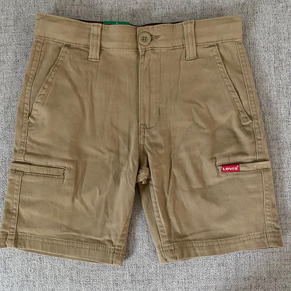 New Levi's Levi Strauss & Co. Youth Boys Stretch Cargo Short, Brown Tan Size 8